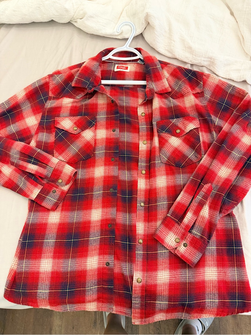 Wrangler Red Plaid Button-Down Shirt